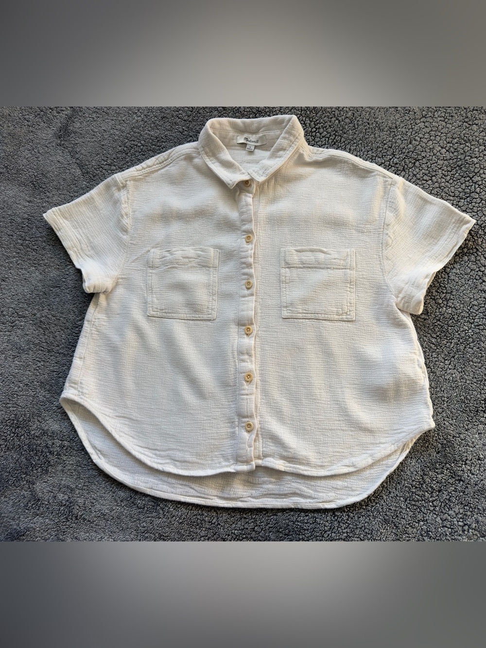 Madewell Breeziewoven Beachside Shirttail linen blended Button up Blouse Size S